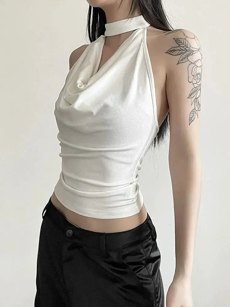 NovaWear Solid Color Halter Vest For Women Lightweight High Stretch Summer Essential For Casual Travel And High Street