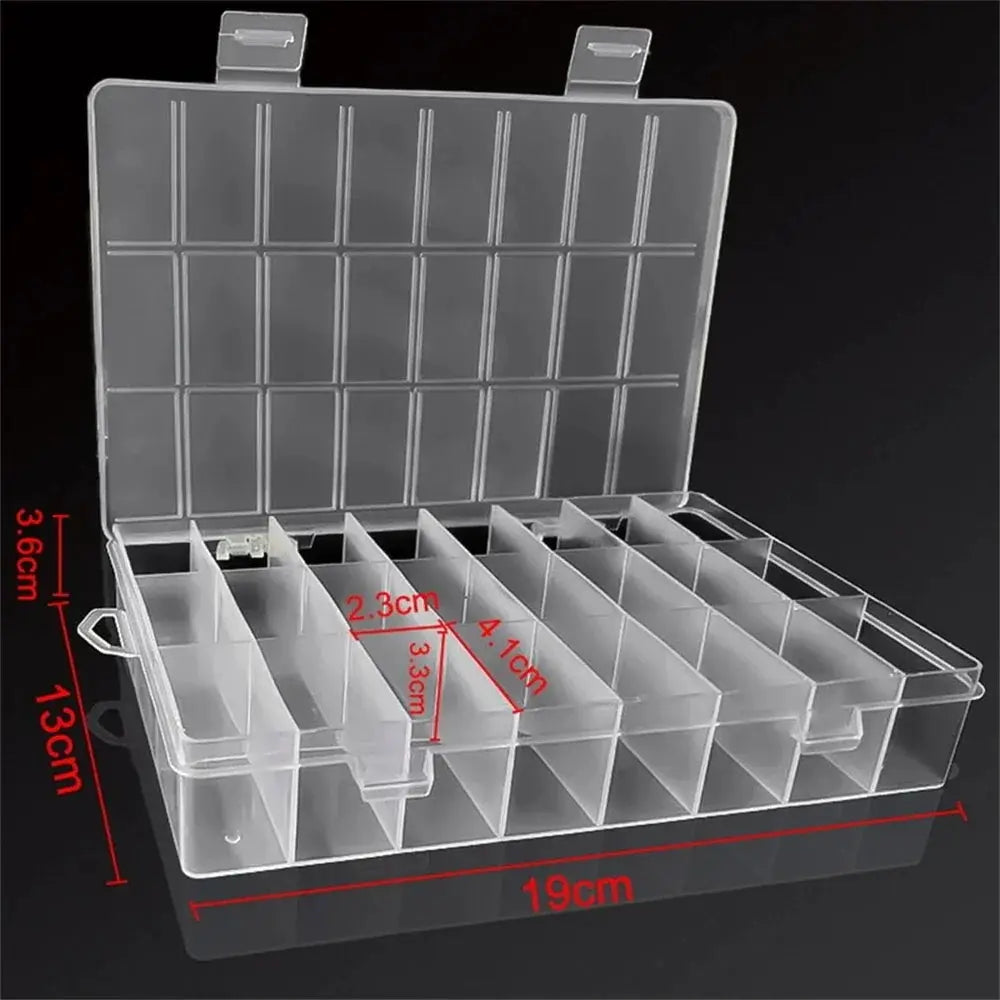 Clear 24 Compartment Plastic Storage Box Organizer For Craft Supplies Beads Jewelry And Small Items