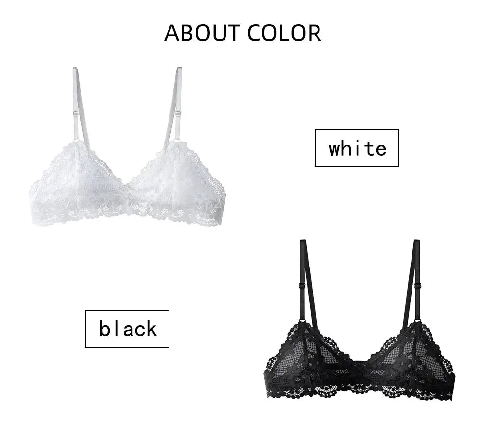 Simples Market lace bralettes 2-pack in white and black, sheer lace underwear