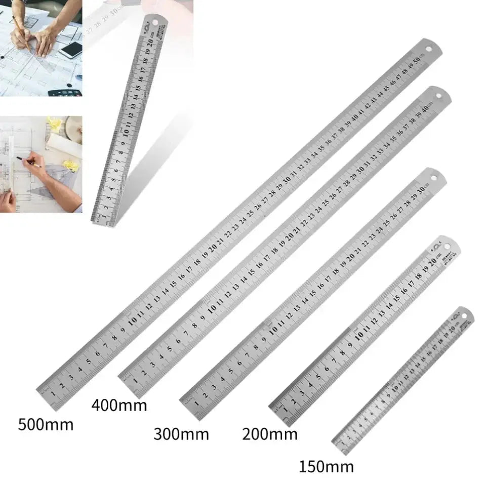 Metal Scale Stainless Steel Straight Ruler 150mm and 500mm for Drafting Measuring Office and School Supplies