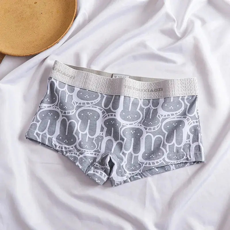 Simples Market gray patterned seamless breathable women's boyshorts underwear with wide elastic waistband.