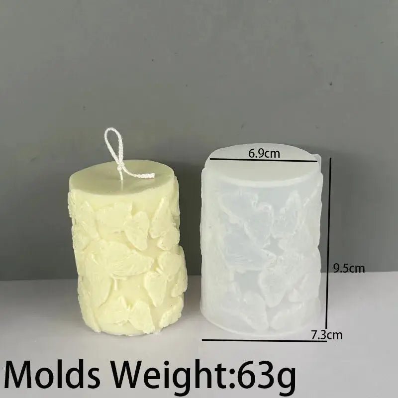 Flower Butterfly Columnar Silicone Candle Mold For DIY Waves Soap Resin Plaster Chocolate Molds Home Decor Gift - Simples Market