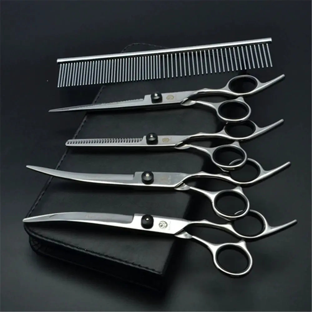 Purple Dragon Dog Grooming Scissors 6 Inch And 7 Inch Professional Stainless Steel Thinning Curved Shears