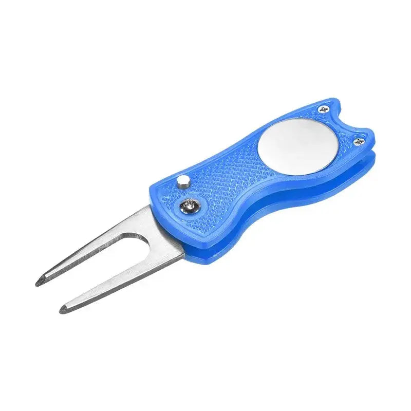 Grearth Golf Divot Repair Tool Foldable Metal With Magnetic Ball Marker For Golf Green Maintenance