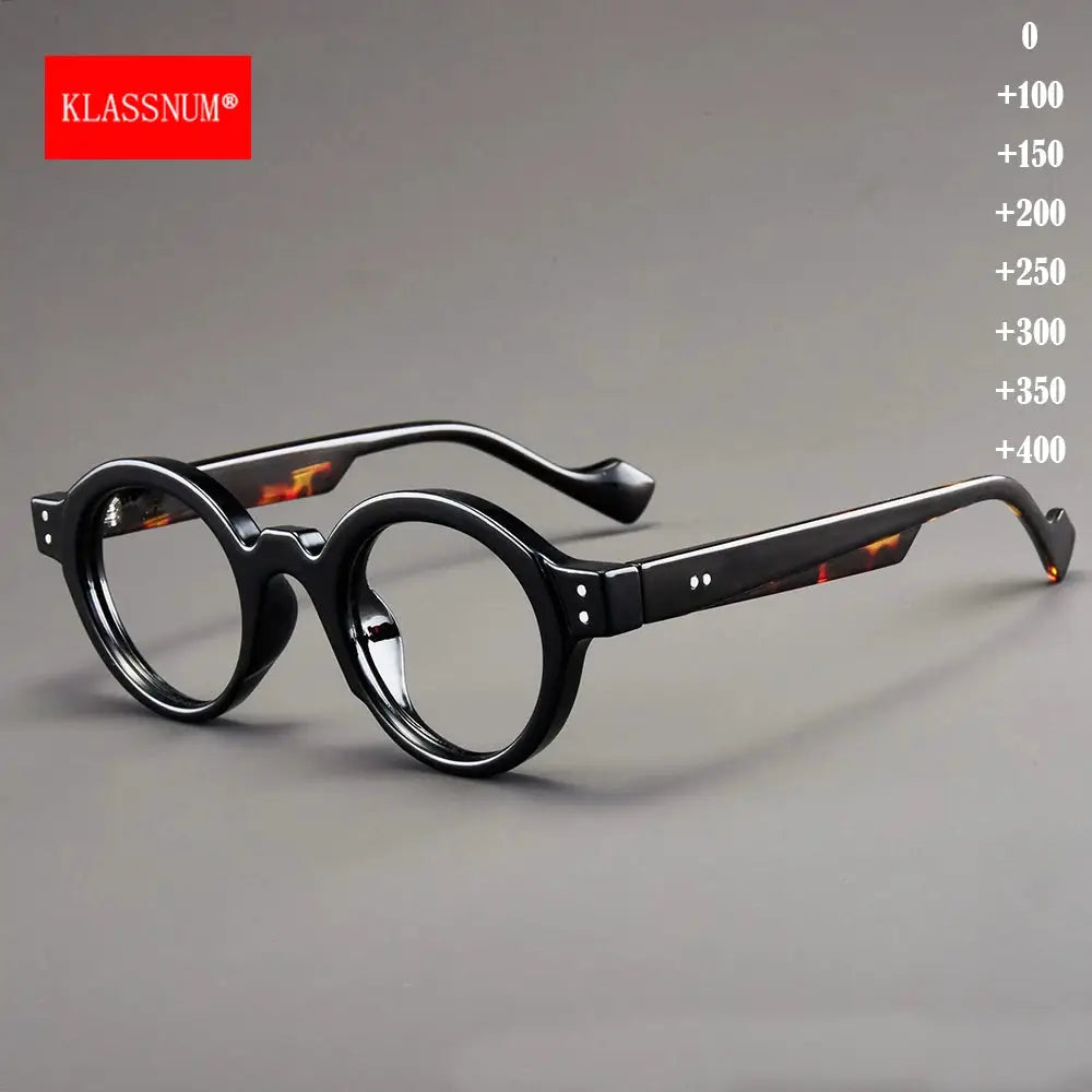 Klassnum Vintage Reading Glasses For Men Small Round Magnifying Lens With Multi Diopter Presbyopia Options 0 To 4.0