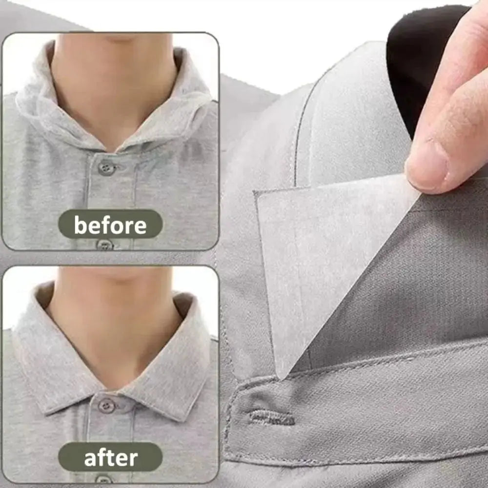 50 Piece Self Adhesive Collar Pads And Styling Tape For Warp Free Neat Shirt Collars Neck Protector