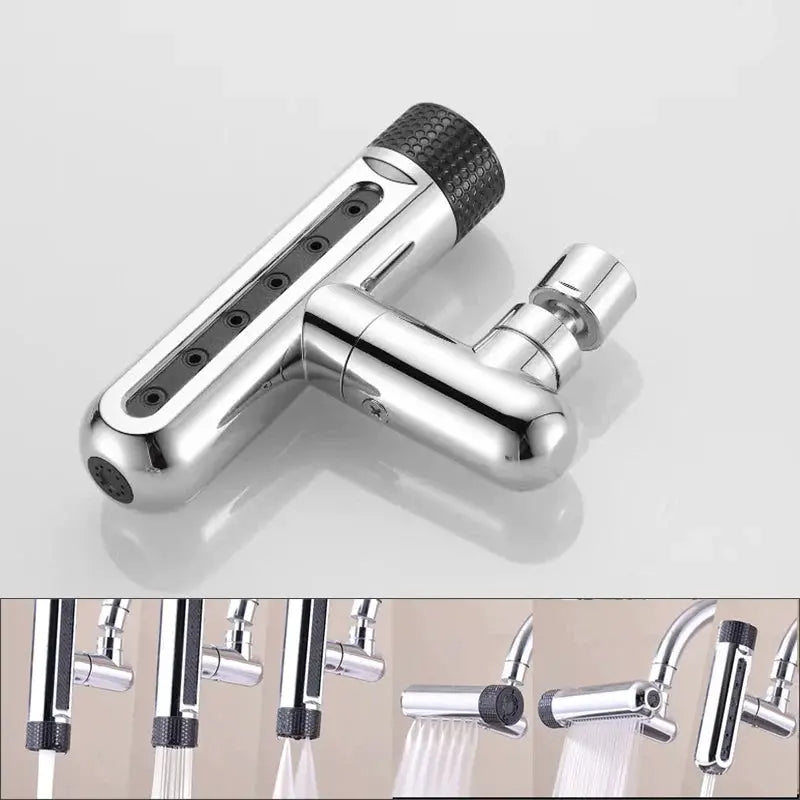 Simples Market chrome kitchen faucet attachment with universal swivel, splash-proof nozzle and multi-mode spray