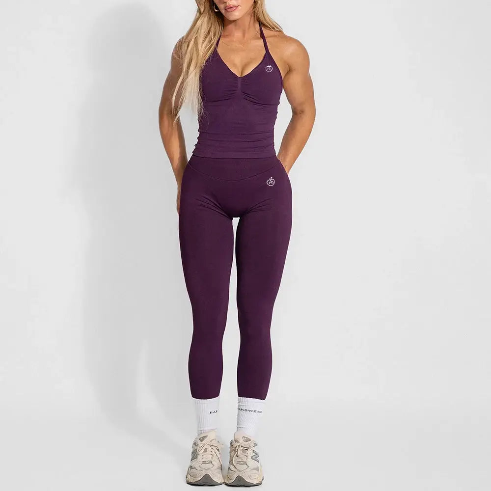 Women's Halter Yoga Set With High Waist Leggings Two Piece Gymwear