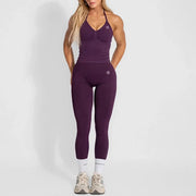 Women's Halter Yoga Set With High Waist Leggings Two Piece Gymwear