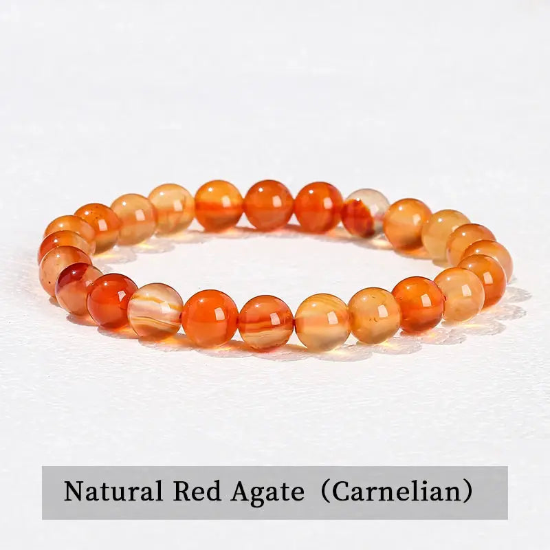 JD Natural Stone Beads Bracelet Amethyst Tiger Eye Crystal Quartz Agate Unisex Bangle Reiki Healing Jewelry Gift