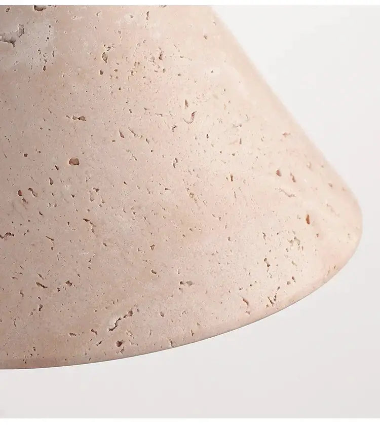Natural travertine wall lamp, conical beige-yellow sconce for bedroom lighting