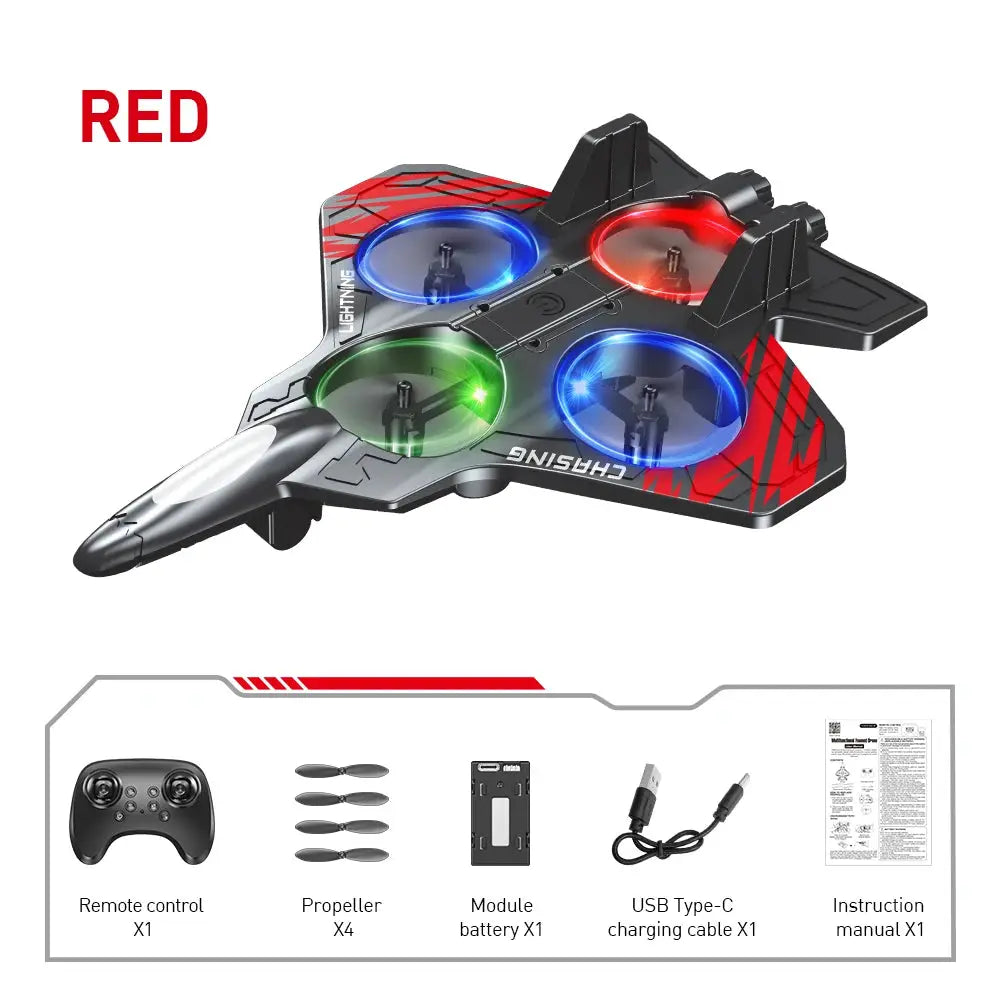 Simples Market E72 High foam aircraft quadcopter with LED lights, red, remote control and 4 propellers