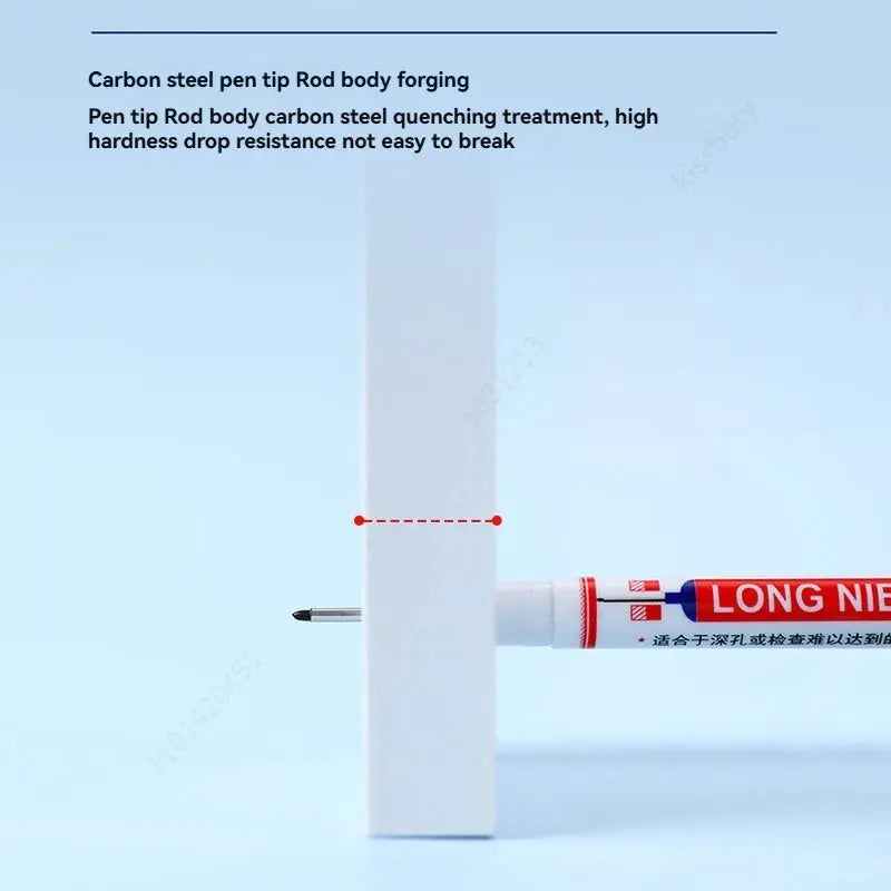 4-piece long-nib marker set with white bodies for metal perforating, woodworking and decoration
