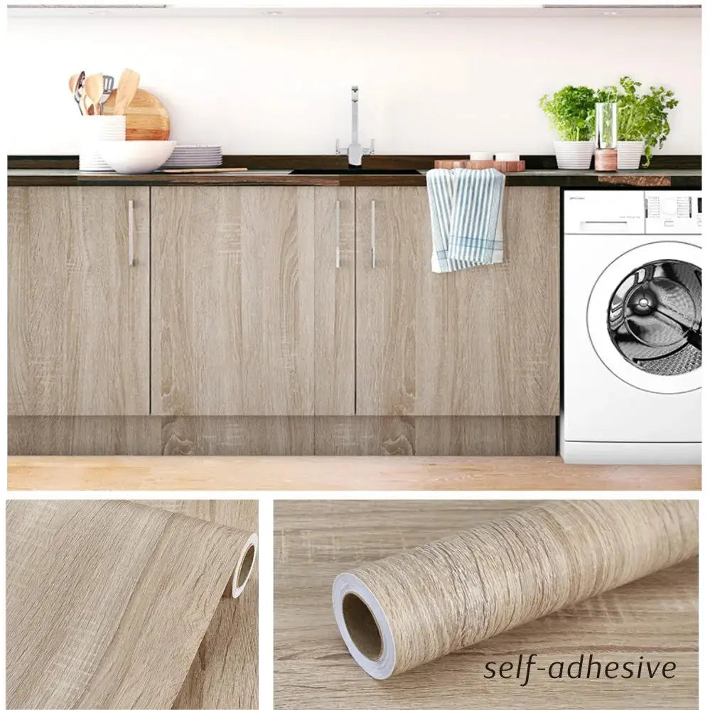 55cm Vinyl Waterproof Wood Grain 3D Self Adhesive Wallpaper PVC For Wardrobe Cupboard Table Closet Furniture Home Decor