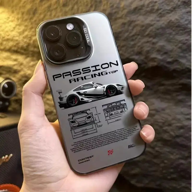 Phone case, clear Passion Racing artwork by Simples Market for iPhone 11–17 Pro Max models