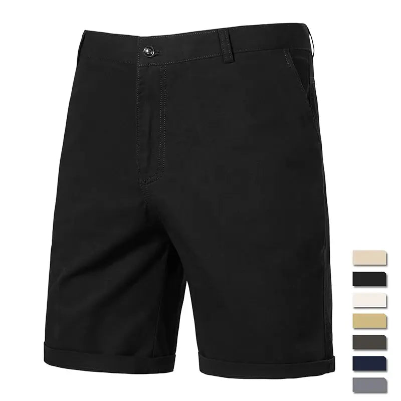 Simples Market men's golf shorts in black, flat-front, lightweight quick-dry fabric with 4 pockets.