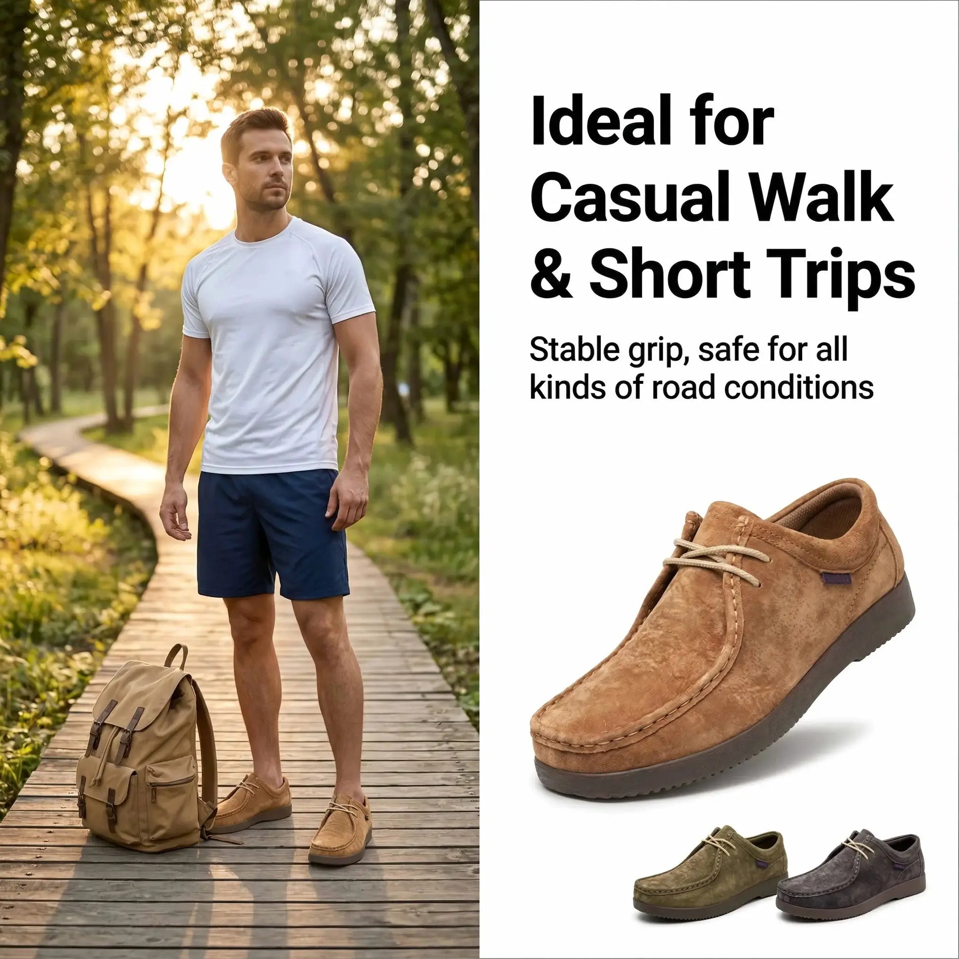 Mens casual dress loafers by Simples Market in tan, hand-sewn moccasin style; multiple color options shown.