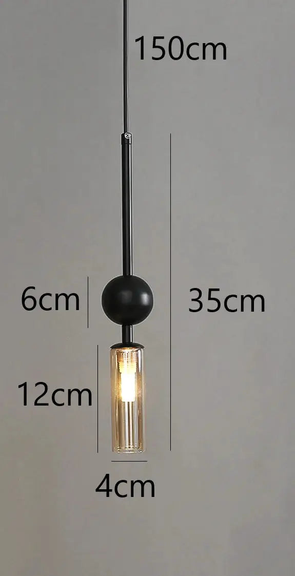Nordic light luxury pendant light with black iron frame and clear glass shade