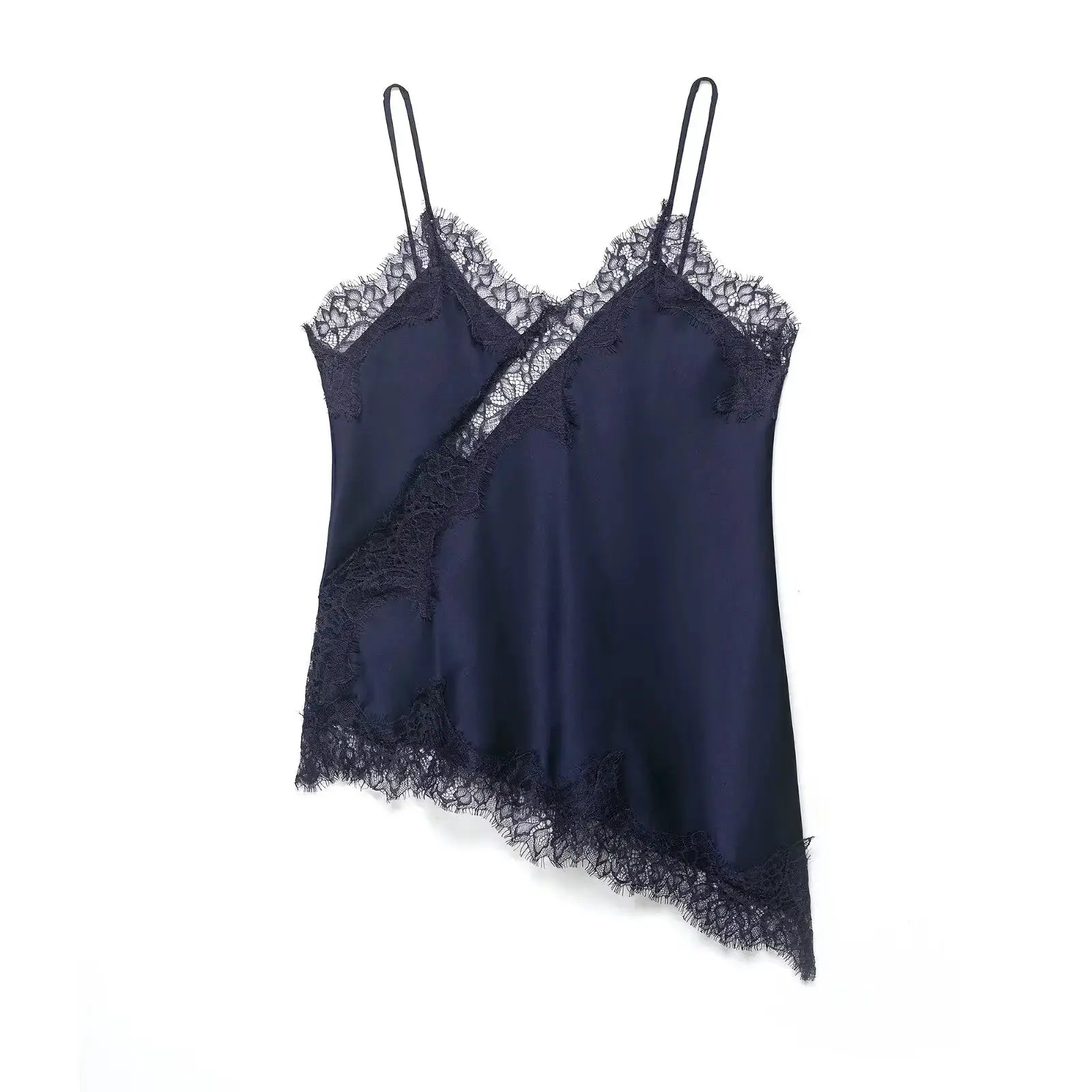 Sexy Women Asymmetrical Lace Slip Tops Backless Sleeveless Off Shoulder Beachwear With Elegant Lace