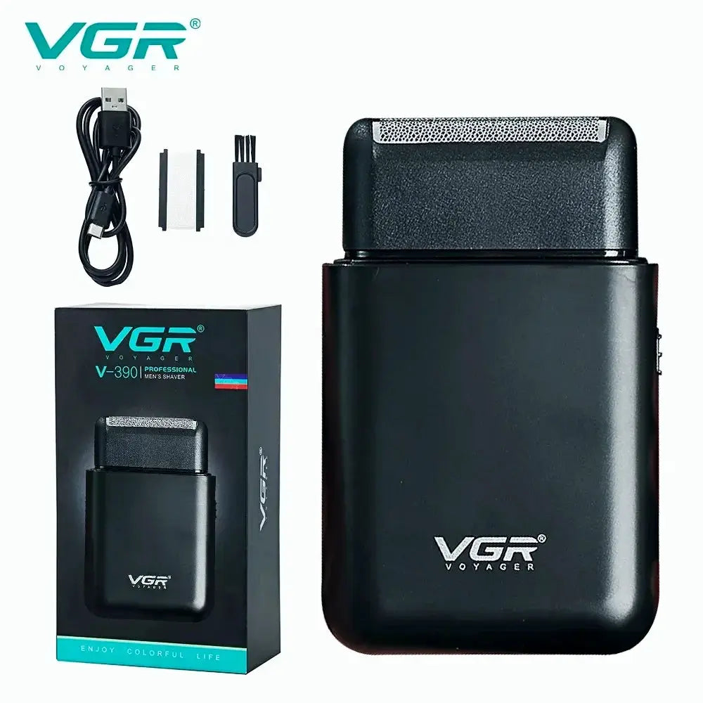 VGR V-390 professional electric shaver kit with USB charger and black carrying case