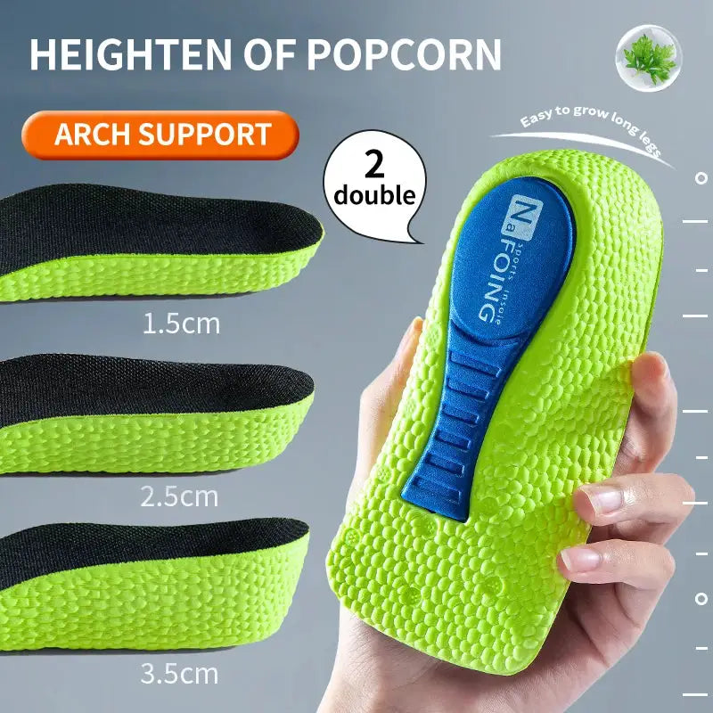 Memory Foam Height Increase Insoles For Men And Women Arch Support Flat Feet Orthopedic Heel Lift Insole Sneakers
