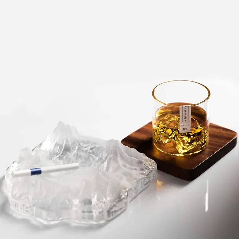 Japanese Glass Mt Fuji Teacup Heat Resistant 200ml Glacier Mountain Retro Design for Home Office