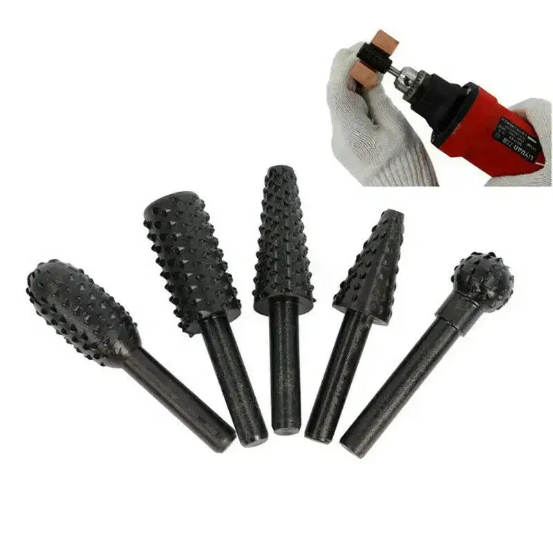 Five Piece One Quarter Inch Drill Bit Set For Woodworking HSS Titanium Coated Cutting And Carving Tools