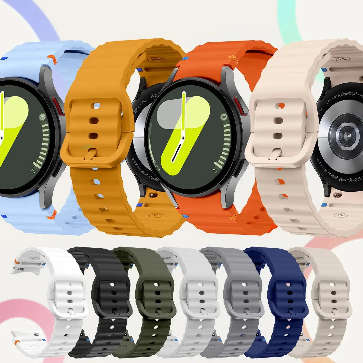 Original silicone watch band for Samsung Galaxy Watch series by Simples Market, 44–45mm, in multiple colors