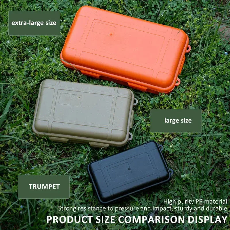 Simples Market outdoor plastic waterproof sealed survival storage box set in orange, beige and black (S/L/XL), three boxes