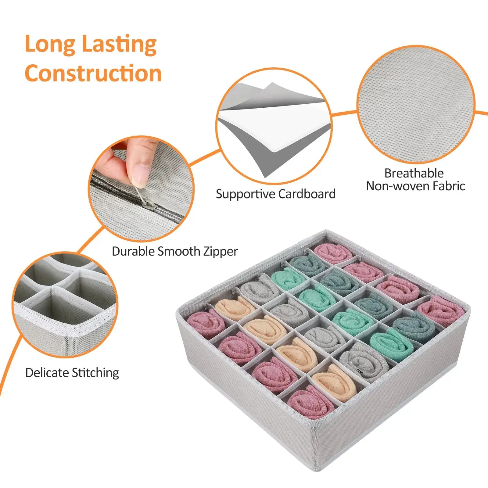 24 Lattice Non Woven Storage Box For Socks Briefs And Underwear Collapsible Wardrobe Organizer With Belts And Ties