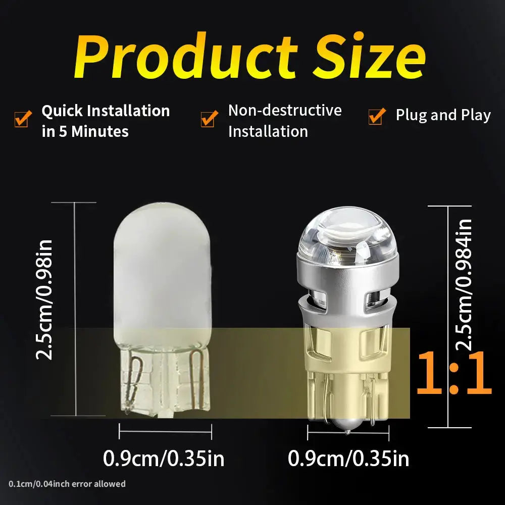 Simples Market 2x T10 W5W 168-LED white signal lamp bulbs for 12V car license plate, turn/brake light