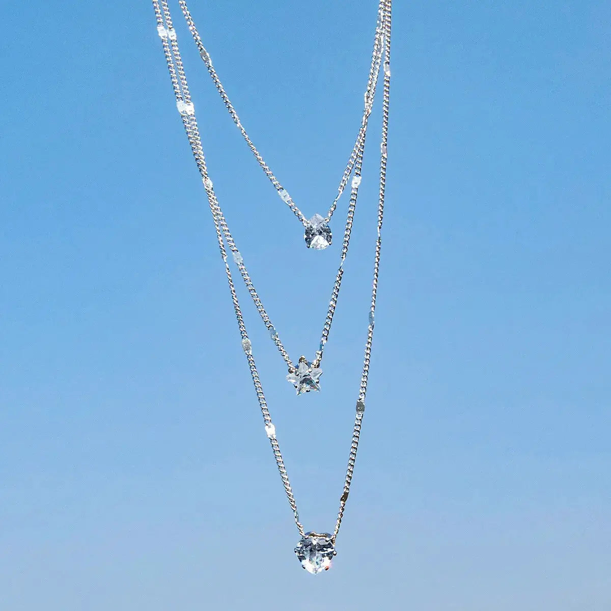 Trendy Zircon Pendant Necklace For Women Multilayer Chain Choker Fashion Jewelry Gift For Parties