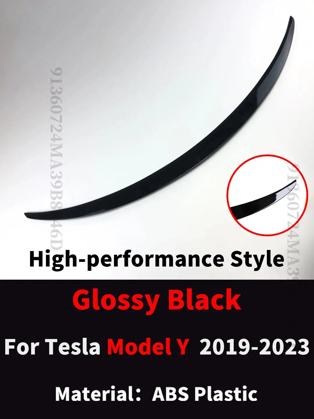 Rear trunk spoiler wing for Tesla Model Y (2019–2023); glossy black ABS plastic, Simples Market