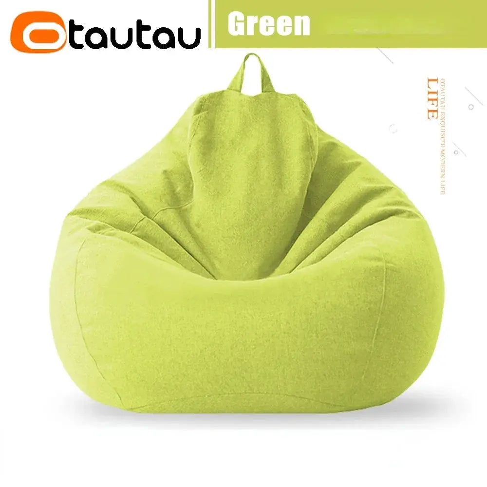 Bean bag sofa OTAUTAU Green 70cm filled with filler, cotton-linen fabric for bedroom lounge DD002 home