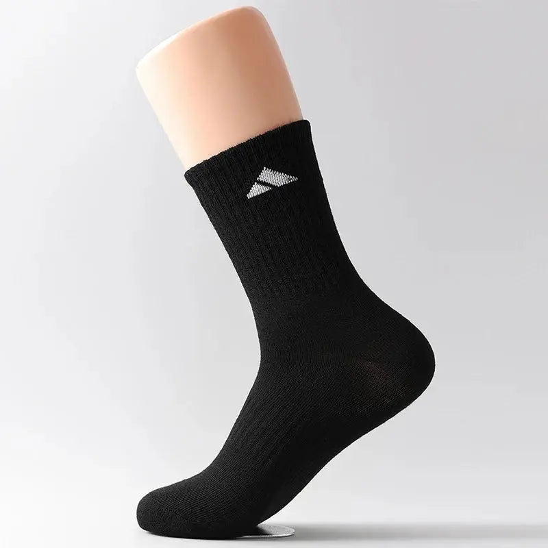 5 Pairs Black And White Patterned Mid Length Unisex Socks For Men And Women Comfortable Sports Socks