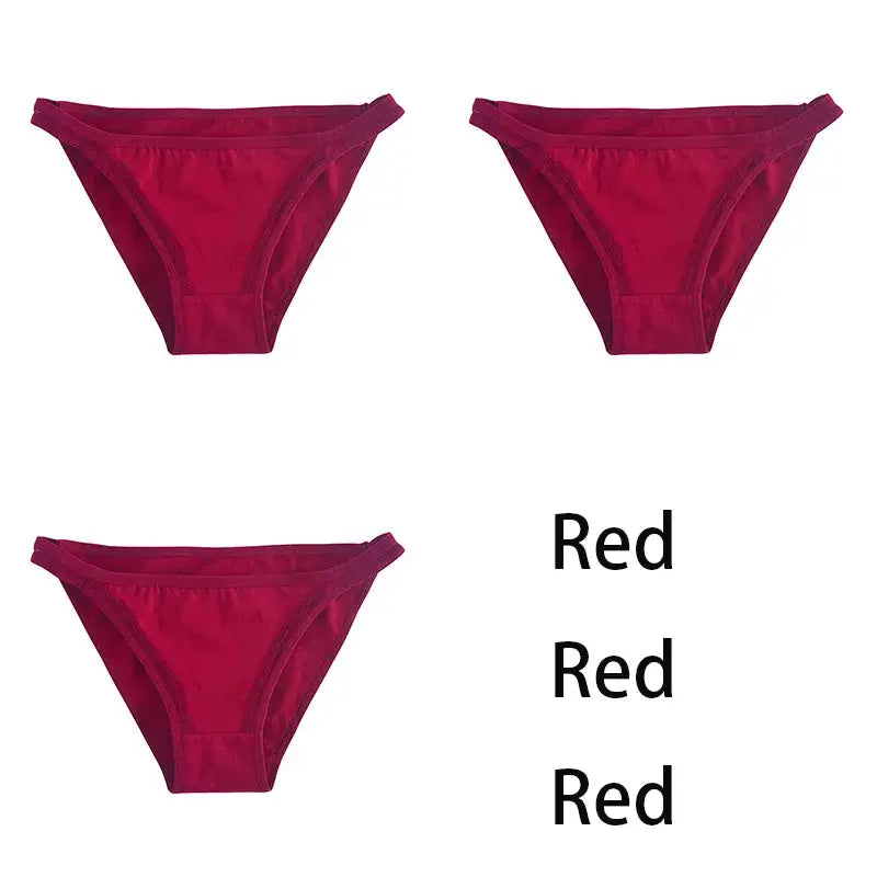 3-pack red cotton mesh bikini briefs for women by Simples Market