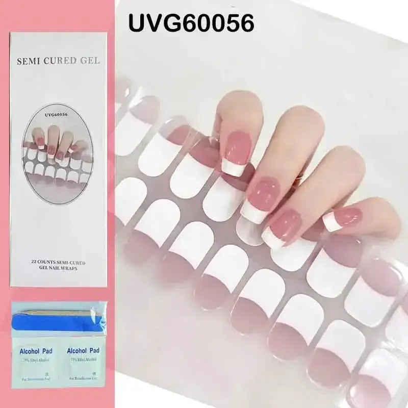 NailLux Semi Cured Nail Wraps For 16 To 20 Tips Easy Full Cover Adhesive Press On Nails Gel Finish UV LED Compatible