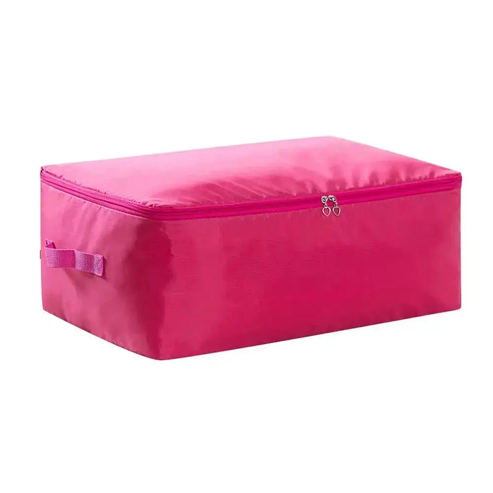 Simples Market large pink zippered clothes organizer bag with handles for bedding storage