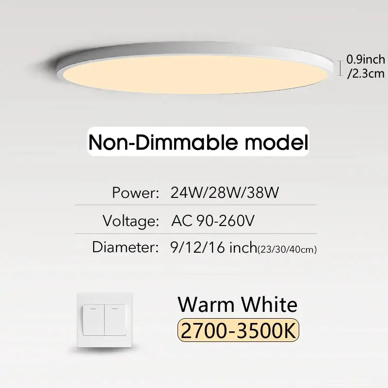 MARPOU ultra-thin LED ceiling light by Simples Market, warm white 2700–3500K, 24/28/38W