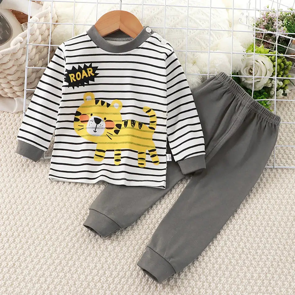 Cartoon Unicorn Kids Sleepwear Unisex Pajama Sets Durable Soft Warm Autumn Clothing Everyday Comfort