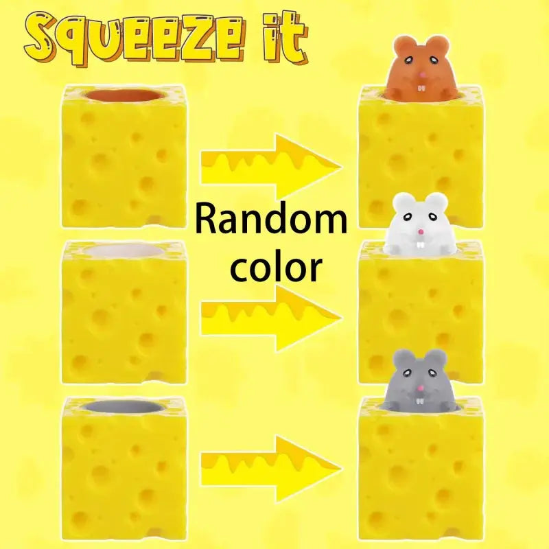 Pop Up Funny Mouse And Cheese Block Squeeze Anti Stress Toy Hide And Seek Figures For Kids And Adults Fidget Relief