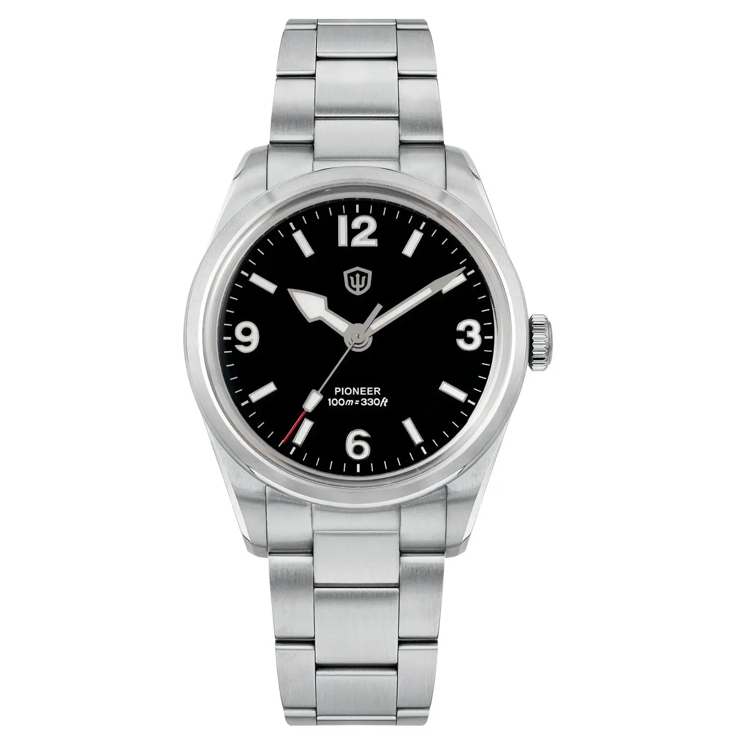 Watchdives WD1960S V2 stainless steel wristwatch with black dial and silver bracelet