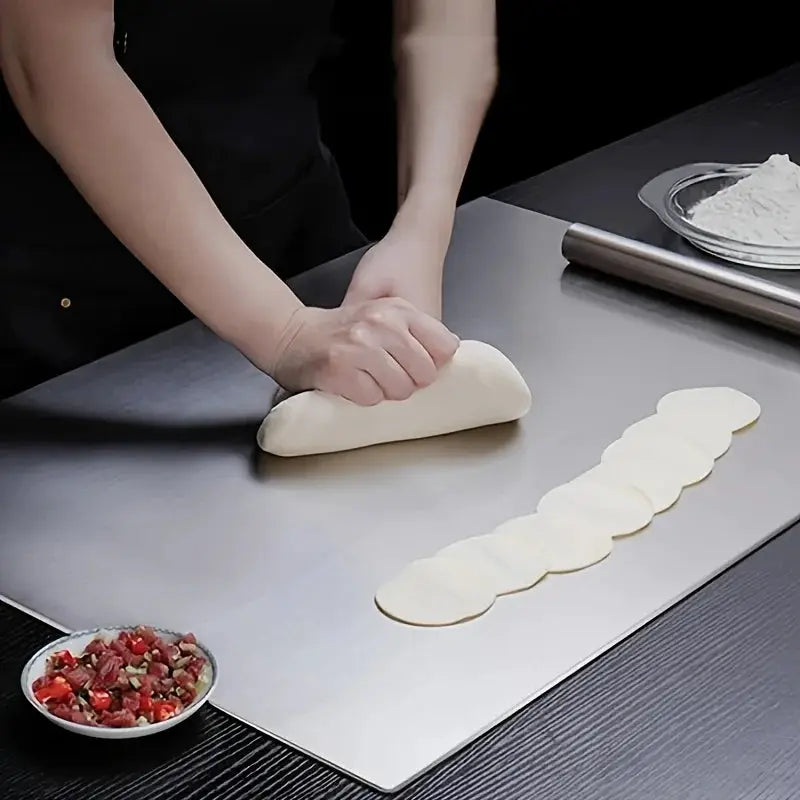 Stainless Steel Cutting Board Heavy Duty Non Slip For Meat Vegetables And Baking Easy Clean With Safety Lip