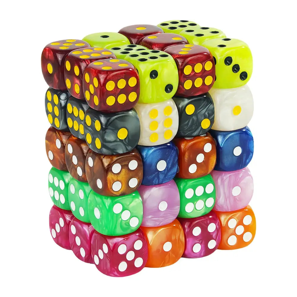 16mm Round Corner Marble Acrylic Dice Set 6 Sided For Tabletop Games Gambling Entertainment Party