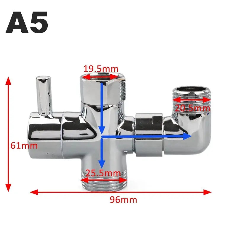 Simples Market 3-Way brass shower diverter valve, chrome finish with G1/2 and G3/4 fittings