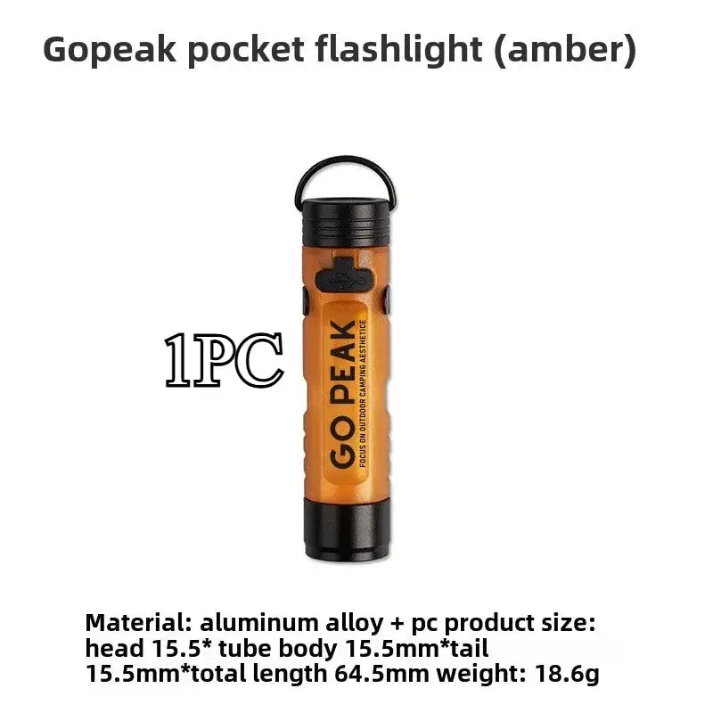 Gopeak pocket flashlight amber with black end caps and key clip, 1pc