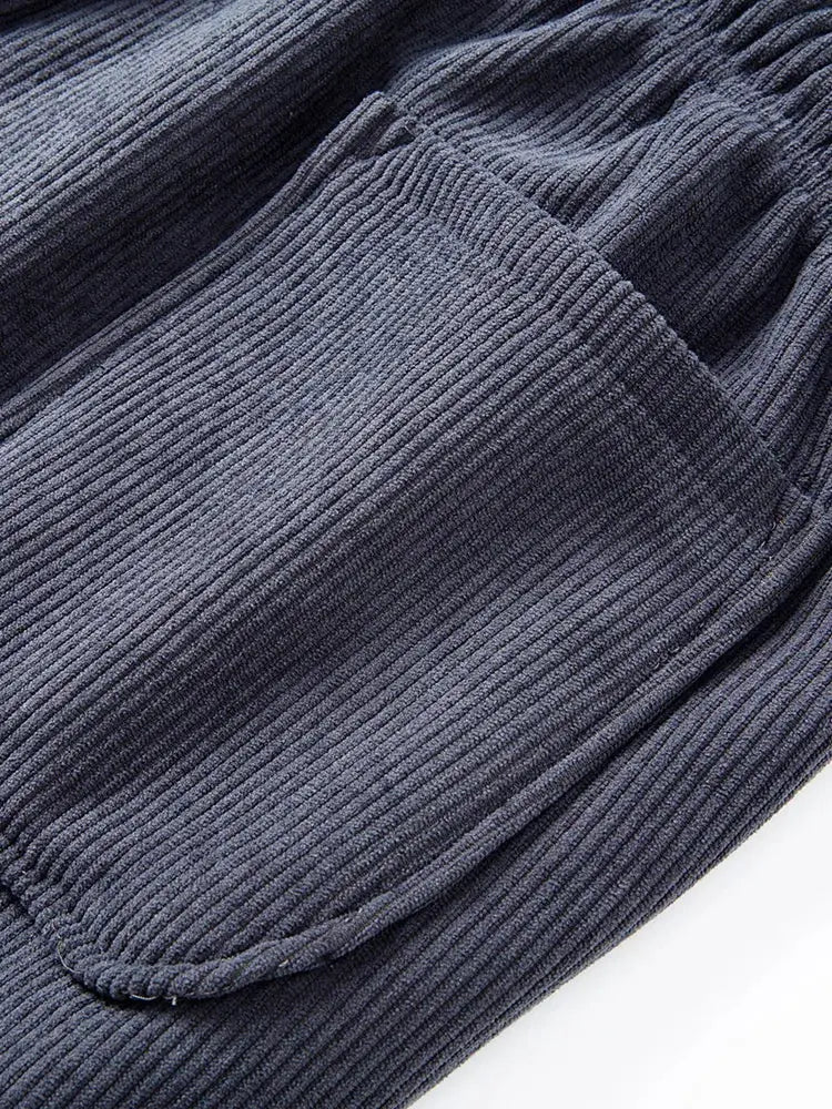 Corduroy sweatpants for men Simples Market navy, straight loose fit