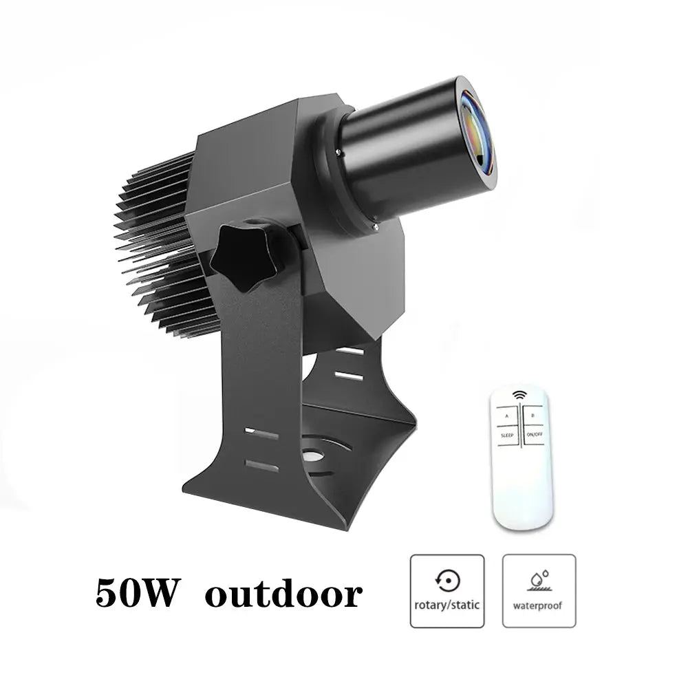 Simples Market 50W outdoor gobo projector with black metal housing and remote control