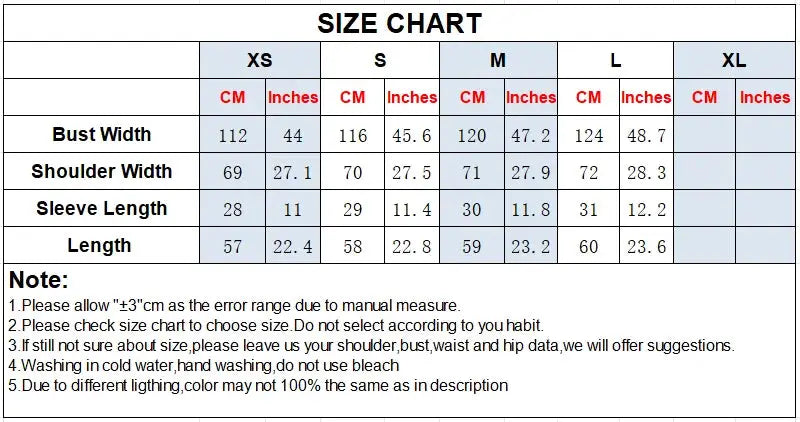 HXAO 2025 women's shirt size chart by Simples Market with XS–XL bust, shoulder, sleeve and length measurements.