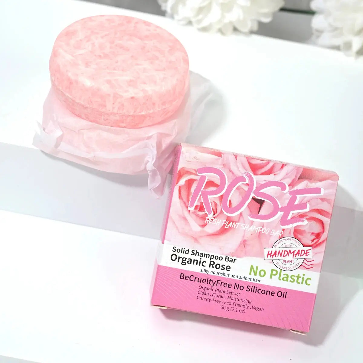 Pink Rose Shampoo Soap With Essential Oil Handmade Nourishing Formula For Oil Control And Stain Removal Floral Fragrance